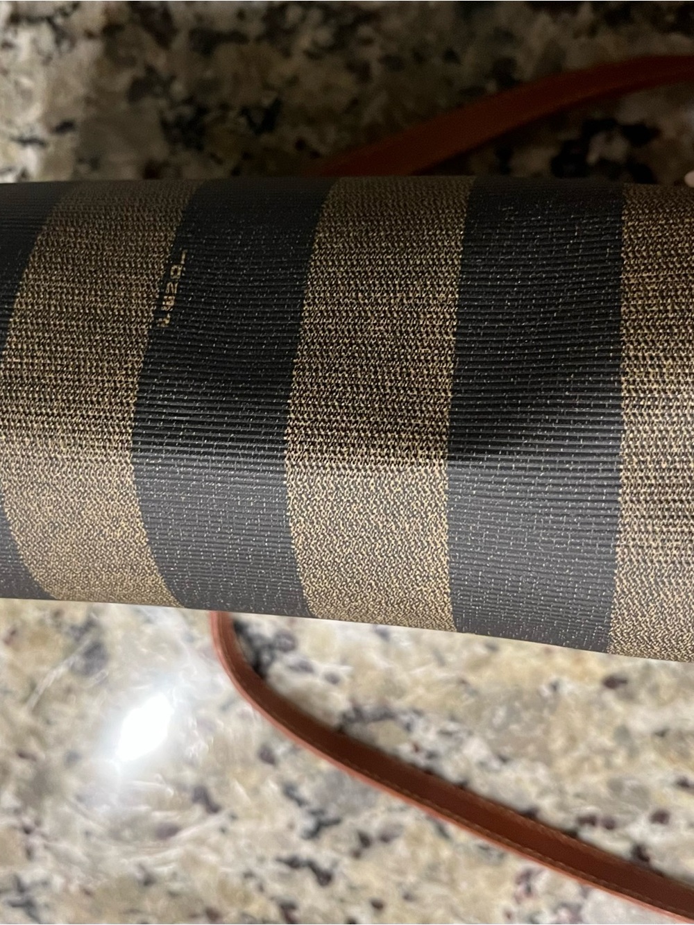 Fendi Brown and Black Striped Pequin Crossbody Bag - Picture 4 of 14